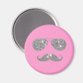 Funny Diamond Mustache met bril Magneet (Voorkant / Achterkant)