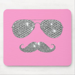 Funny Diamond Mustache met bril Muismat