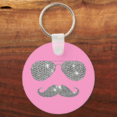 Funny Diamond Mustache met bril Sleutelhanger (Voorkant)