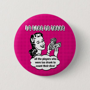 Funny Dice - Ik wil graag bedanken Ronde Button 5,7 Cm