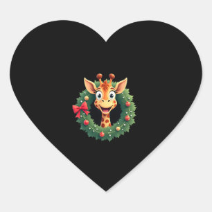 Funny dier giraffe meme gezicht festieve Kerst T-s Hart Sticker