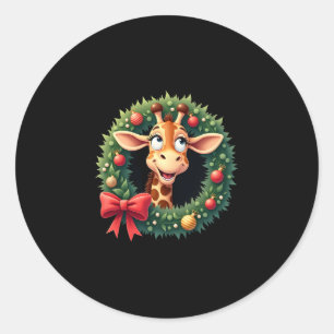 Funny dier giraffe meme gezicht festieve Kerst T-s Ronde Sticker