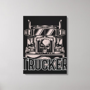Funny Diesel Trucker Big Rig Semi Canvas Afdruk