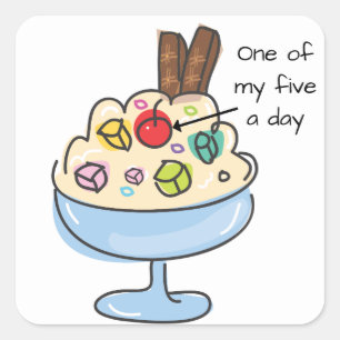 Funny Diet Quote Ice Cream Sundae Vierkante Sticker