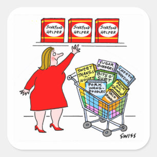 Funny Dieting Cartoon Keuken Vierkante Sticker