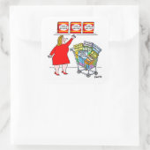 Funny Dieting Cartoon Keuken Vierkante Sticker (Tas)