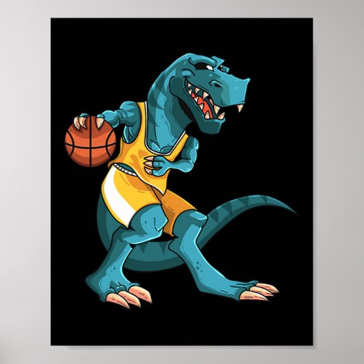 Funny Dino Playing Sketll T-rex Lover Player Kids Poster (Voorkant)