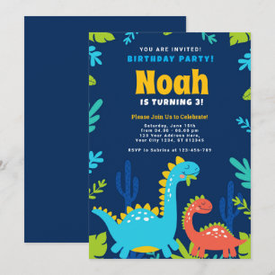 Funny Dinosaur Birthday Party Invitation Feestdagenkaart