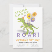 Funny Dinosaur Birthday Party Invitation Kaart (Voorkant)