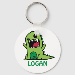 Funny dinosaur cartoon met naam sleutelhanger