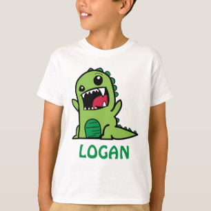 Funny dinosaur cartoon met naam t-shirt