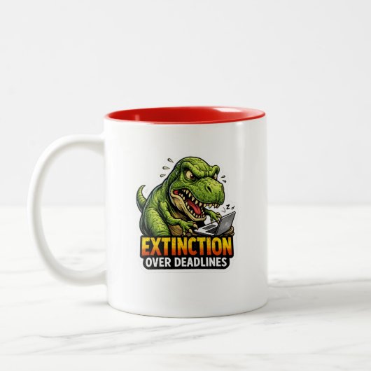 Funny Dinosaur Deadline Coffee Mug (Gauche)
