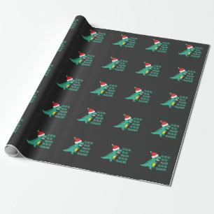 Funny Dinosaur Fa Ra Rawr Kerstmis TRex-mas Cadeaupapier