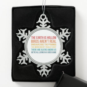 Funny Dinosaur Flat Earth Alien complottheorie Tin Sneeuwvlok Ornament