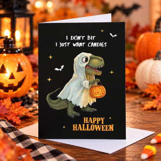 Funny Dinosaur Halloween Greeting Card Feestdagenkaart