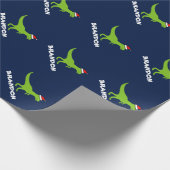 Funny dinosaur kerstinpakpapier voor kinderen cadeaupapier (Hoek)
