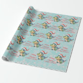 Funny Dinosaur Kerstmis Cadeaupapier (Uitgerold)