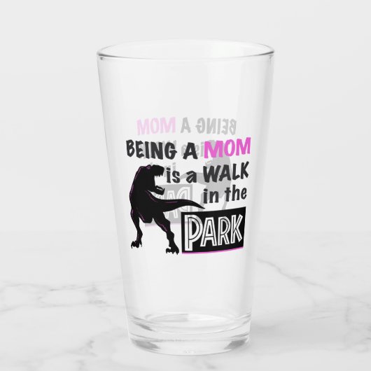 Funny Dinosaur Mam is een Walk in het Park Glas (Achterkant)