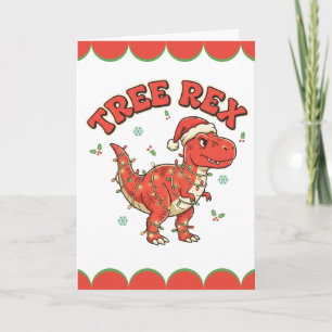 Funny Dinosaur T-Rex Kerst voor Kinderen Feestdagen Kaart