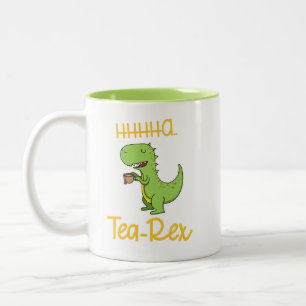 Funny Dinosaur Tea Rex Tyrannosaurus Birthday Tweekleurige Koffiemok