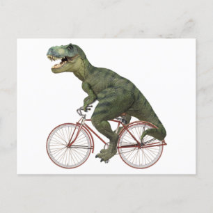 Funny Dinosaur TRex fietsen Briefkaart
