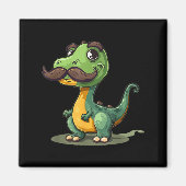 Funny Dinosaur With Mustache Beard For Adults And Magneet (Voorkant)