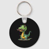 Funny Dinosaur With Mustache Beard For Adults And Sleutelhanger (Voorkant)