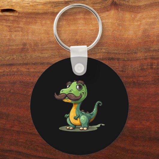 Funny Dinosaur With Mustache Beard For Adults And Sleutelhanger (Voorkant)