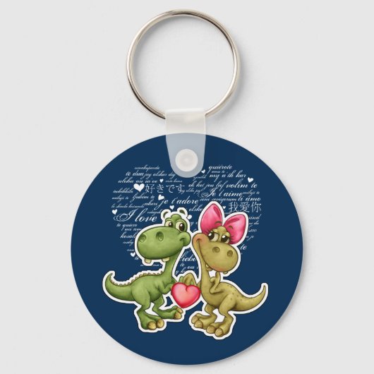 Funny Dinosaurs Valentijnsdag Gift Sleutelhanger (Voorkant)