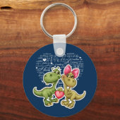 Funny Dinosaurs Valentijnsdag Gift Sleutelhanger (Voorkant)