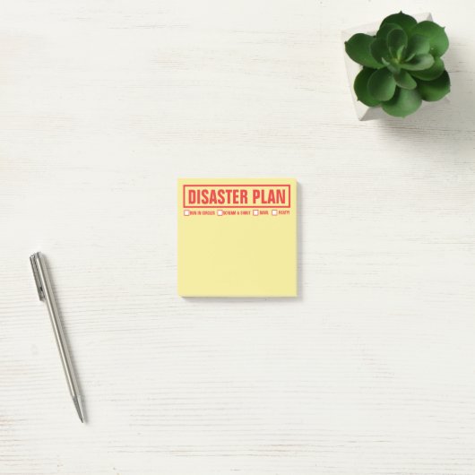 Funny "Disaster Plan" 3"x3" Post-it® Notes (Kantoor)