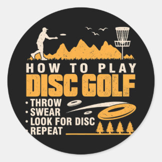 Funny Disc Golf Mannen Vrouwen Retro Schijf Ronde Sticker