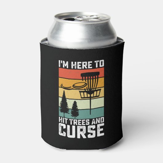 Funny Disc Golf Shirt Hit Trees and Curse Retro Blikjeskoeler (Blikje Voorkant)