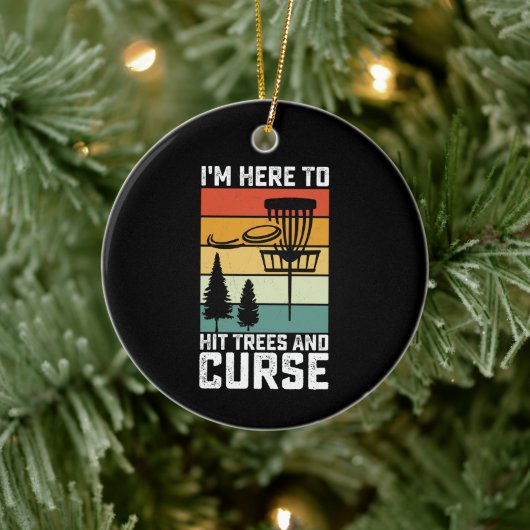 Funny Disc Golf Shirt Hit Trees and Curse Retro Keramisch Ornament (Boom)