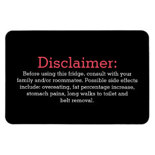 Funny disclaimer fridge, zwart bewerken magneet