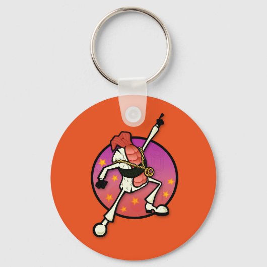 FUNNY DISCO SUSHI ROUND BUTTON SLEUTELHANGER (Voorkant)