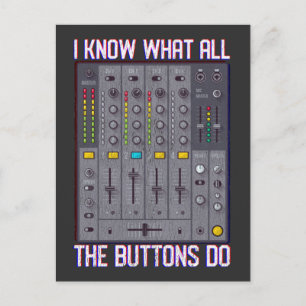 Funny Disco Techno DJ Button Mixer Briefkaart