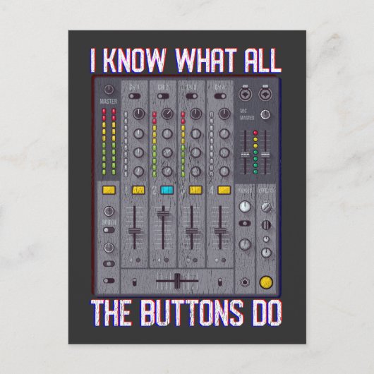 Funny Disco Techno DJ Button Mixer Briefkaart (Voorkant)