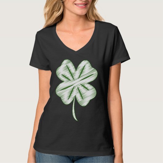 Funny Distressed Four Leaf Clover St Patrick's Day T-shirt (Voorkant)
