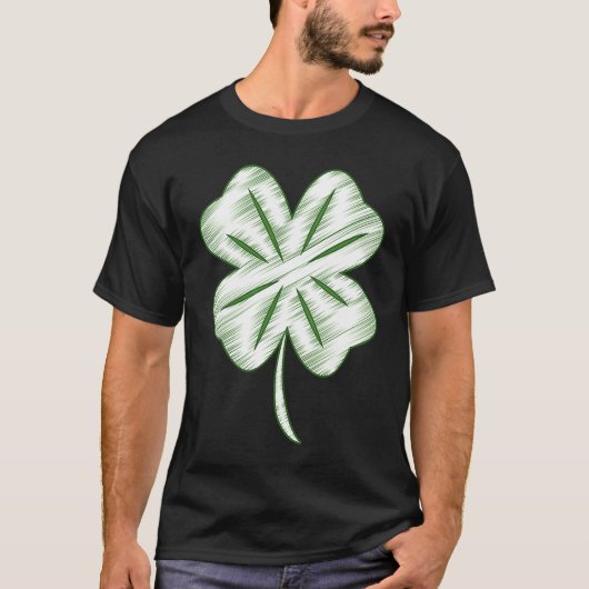 Funny Distressed Four Leaf Clover St Patrick's Day T-shirt (Voorkant)