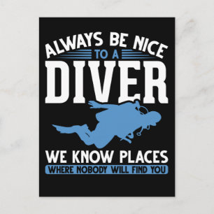 Funny Diver Scuba Diving Briefkaart