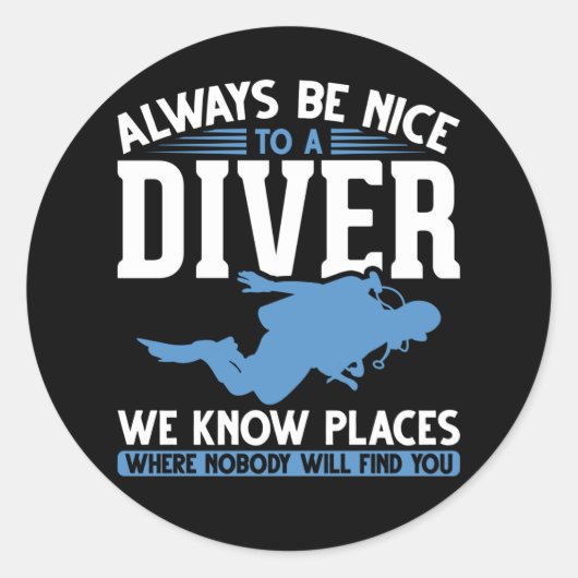 Funny Diver Scuba Diving Ronde Sticker (Voorkant)