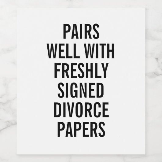 Funny Divorce Papiers Étiquette de vin (Étiquettes simples)