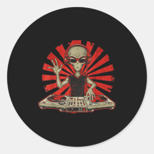 Funny Dj Grafische T-shirt Muziek Liefhebber Alien Ronde Sticker