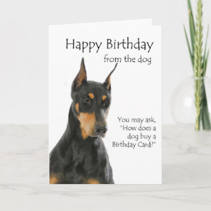 Funny Doberman Birthday Card Kaart