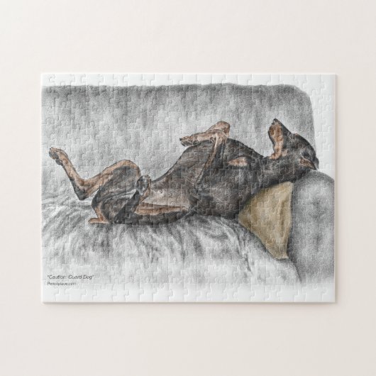 Funny Doberman over Sofa Legpuzzel (Horizontaal)