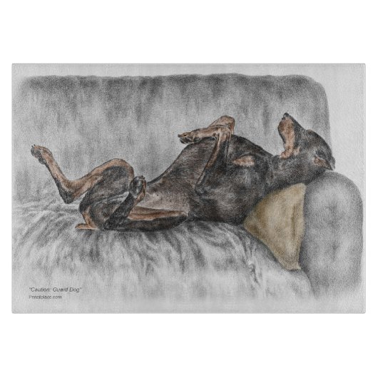 Funny Doberman over Sofa Snijplank (Voorkant)