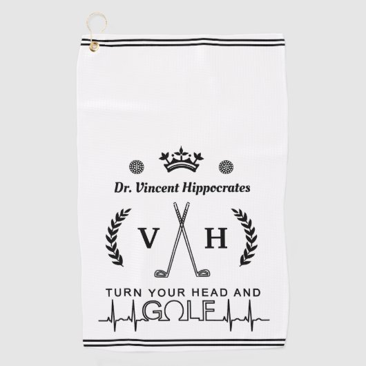 Funny Doctor Arts Gepersonaliseerde naam Monogram Golfhanddoek (Voorkant)