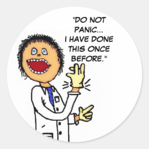Funny Doctor Cartoon Ronde Sticker