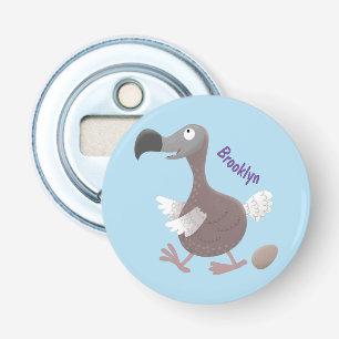 Funny dodo bird cartoon illustratie button flesopener